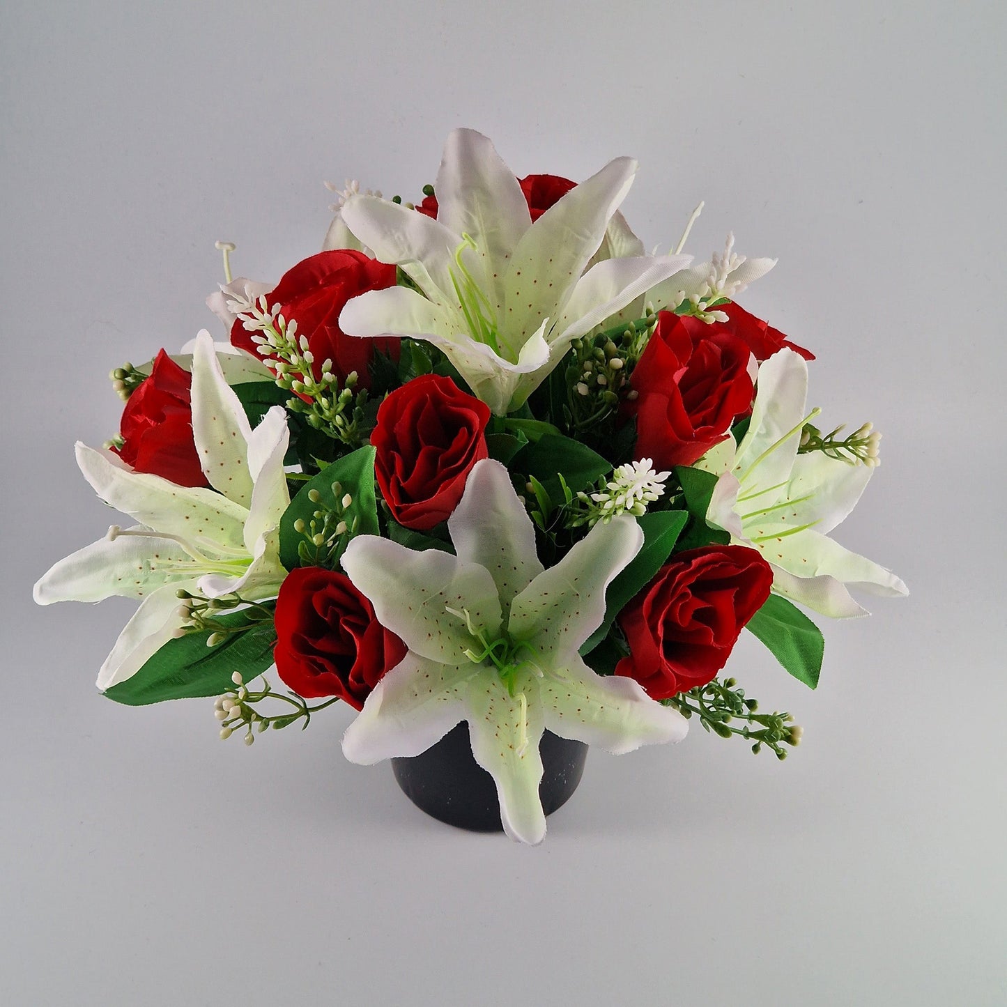 Large Rose and Lily Memorial Pot in 8 Different Colours - Amor Flowers