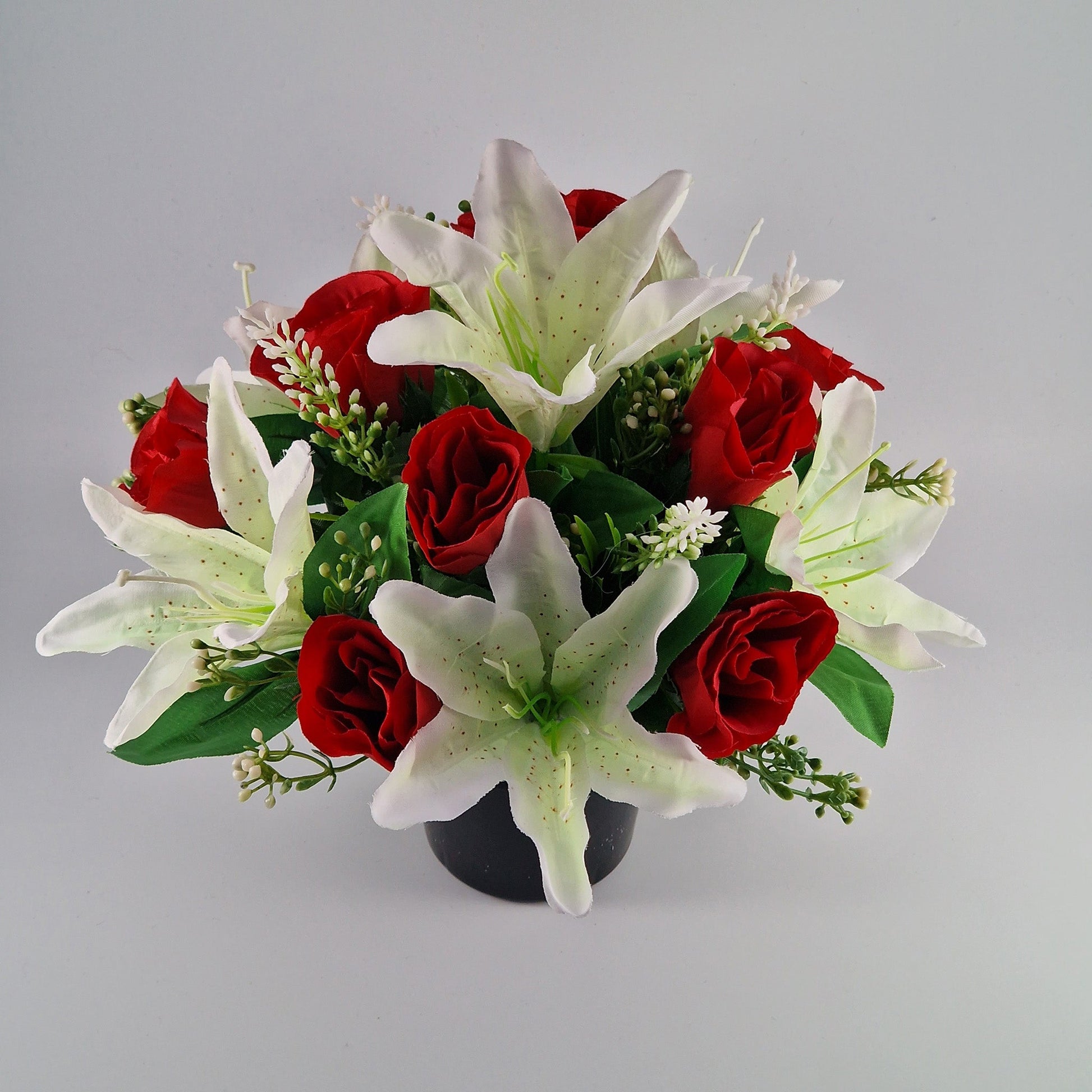 Large Rose and Lily Memorial Pot in 8 Different Colours - Amor Flowers