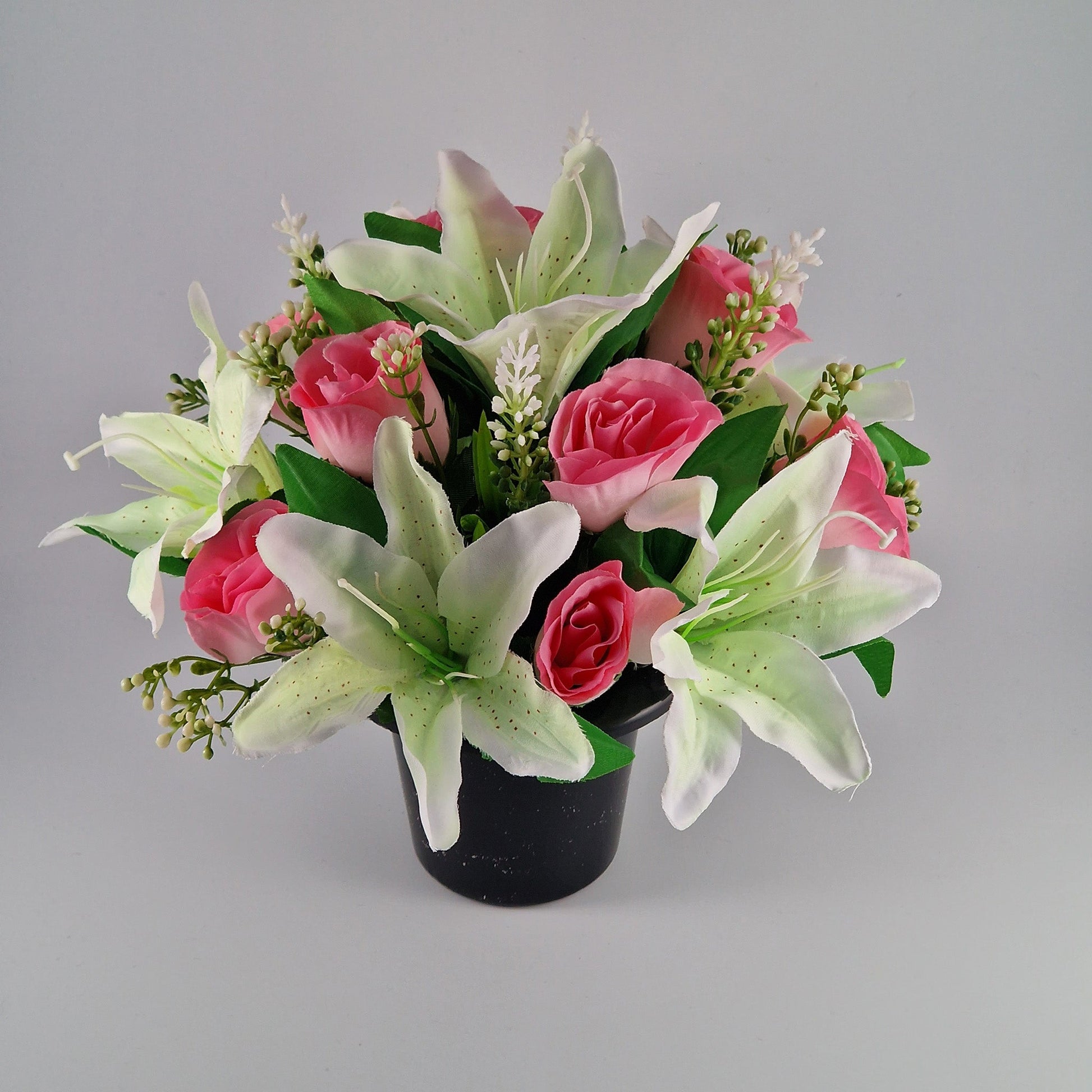 Large Rose and Lily Memorial Pot in 8 Different Colours - Amor Flowers