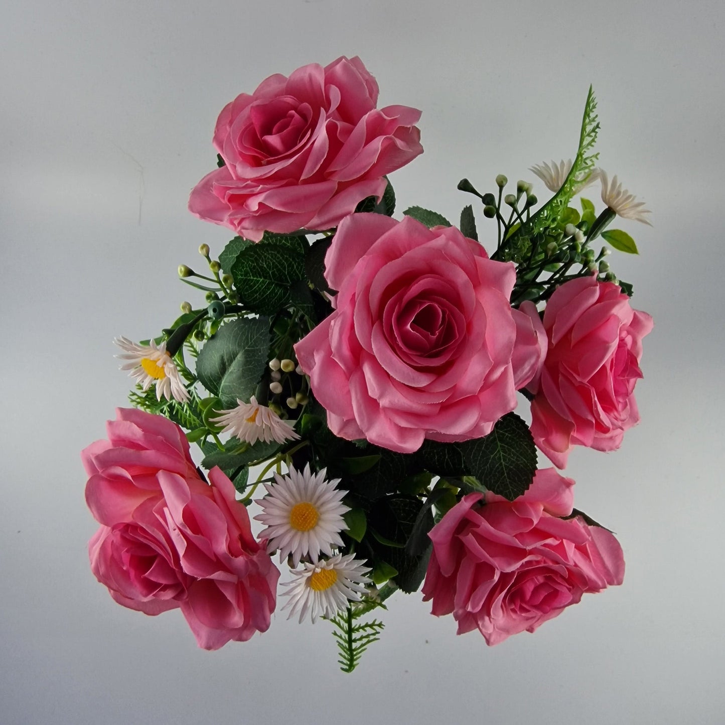 Memorial Grave Cemetery Pot with Pink Roses, Daisies and Foliage - Amor Flowers