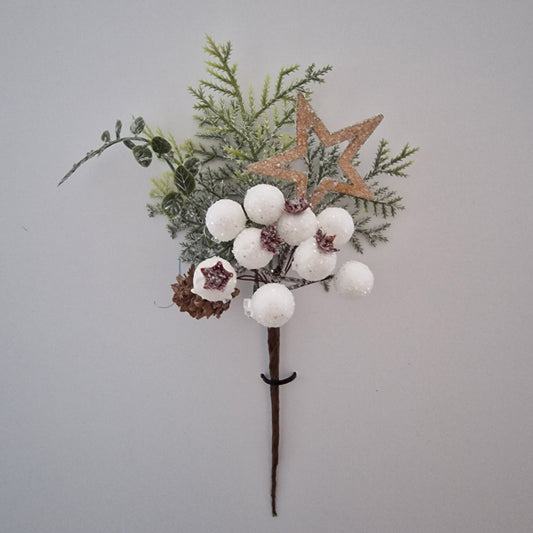 Metallic Christmas Star/Berry Pick 3 Assorted Colours - Amor Flowers