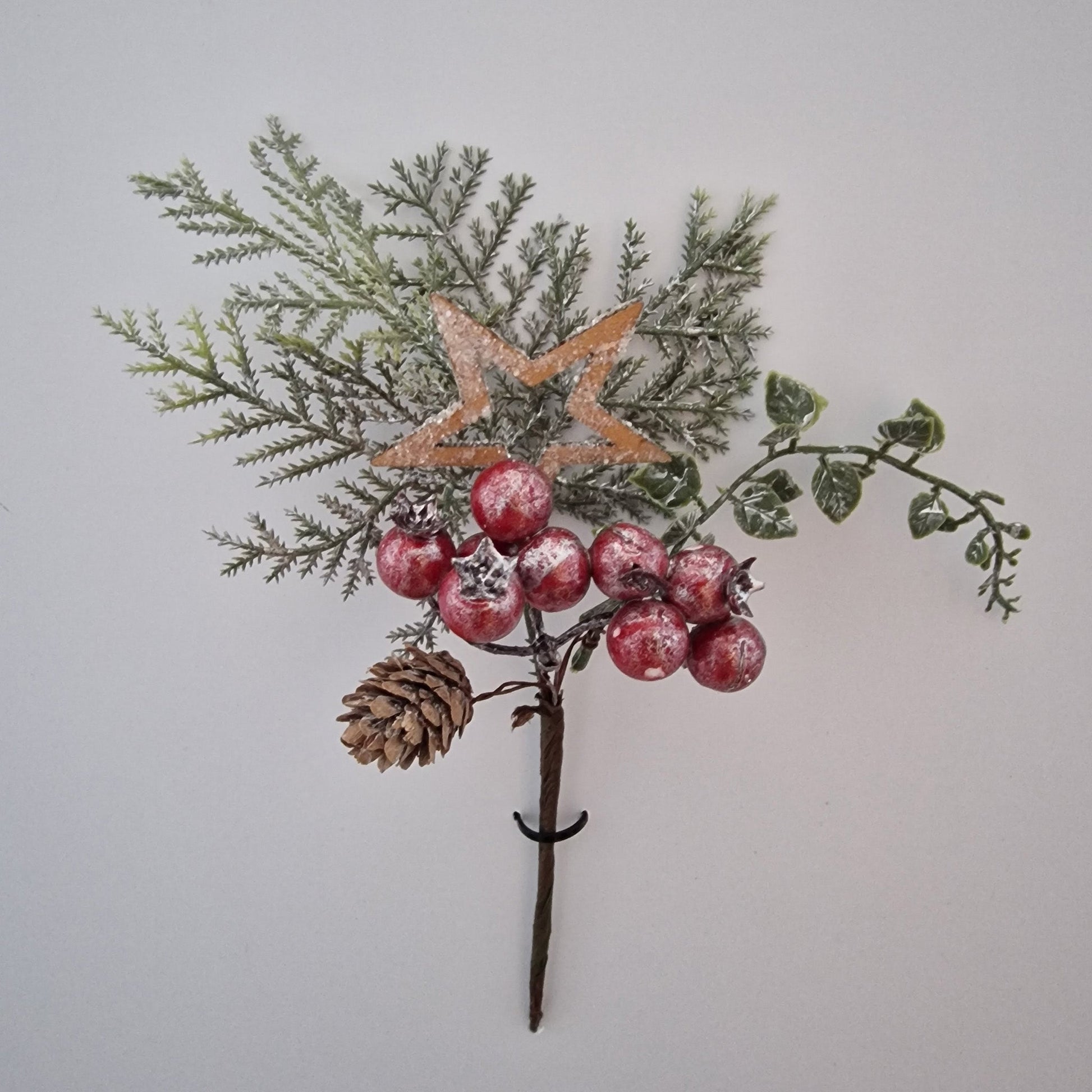 Metallic Christmas Star/Berry Pick 3 Assorted Colours - Amor Flowers
