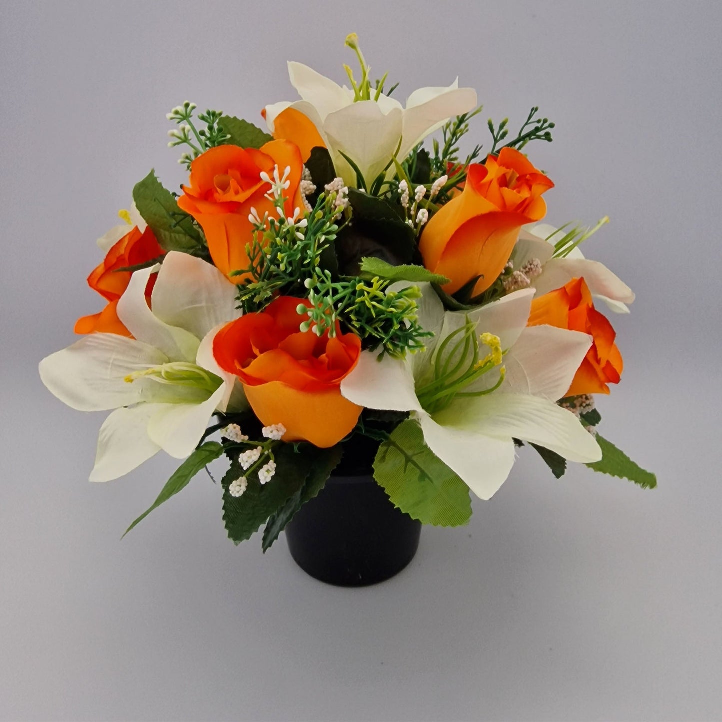 Rose and Lily Memorial Pot in 5 Different Colours - Amor Flowers