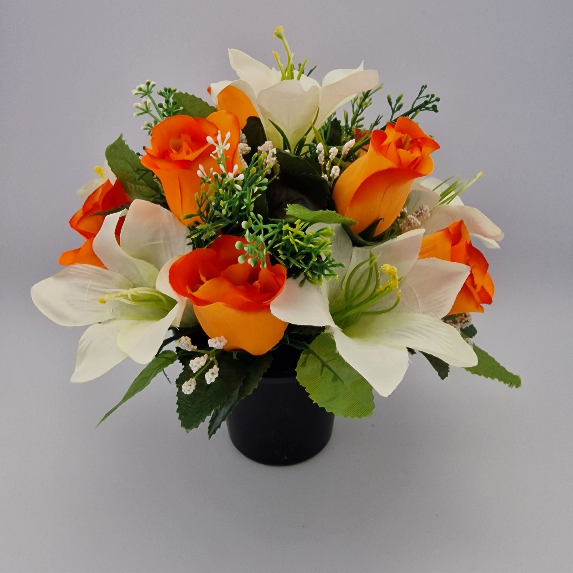 Rose and Lily Memorial Pot in 5 Different Colours - Amor Flowers
