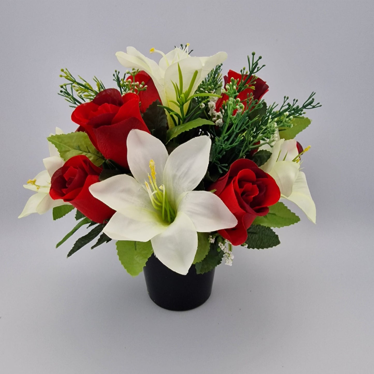 Rose and Lily Memorial Pot in 5 Different Colours - Amor Flowers