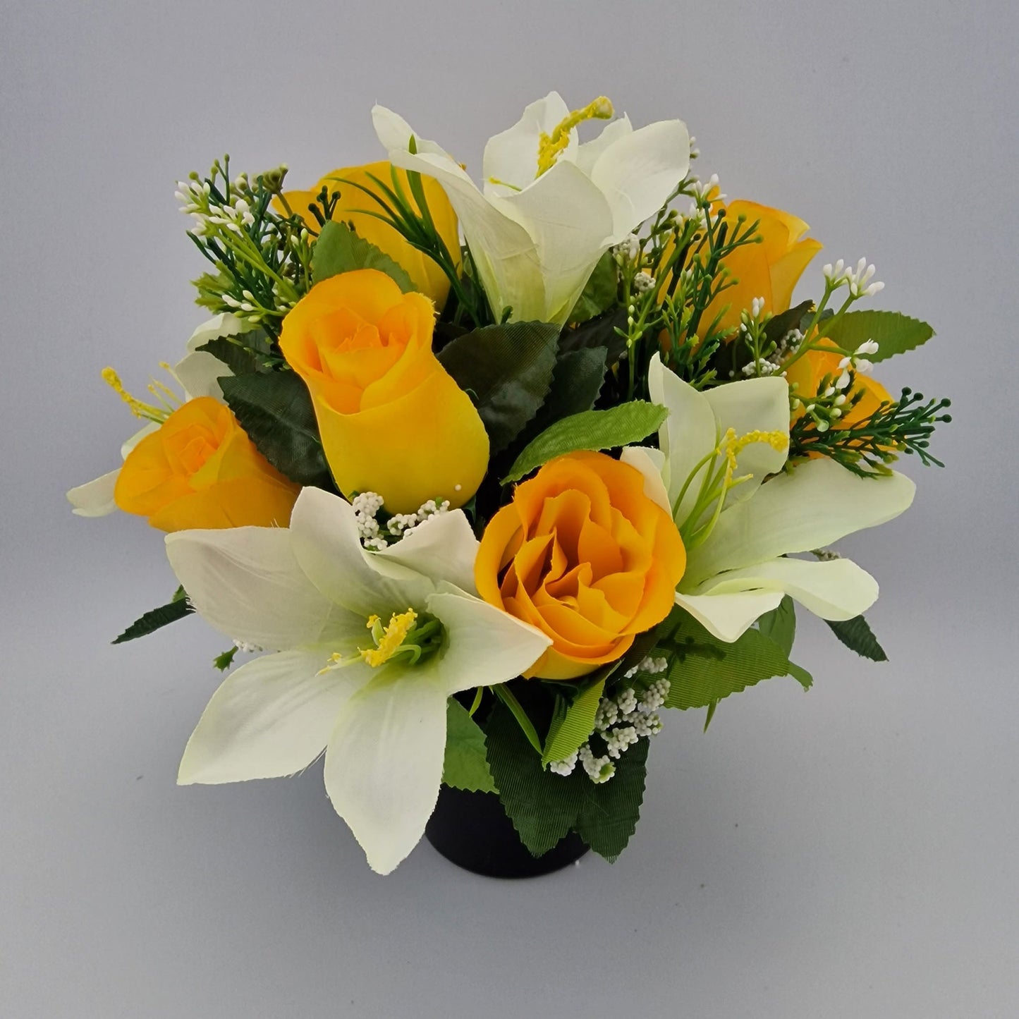 Rose and Lily Memorial Pot in 5 Different Colours - Amor Flowers