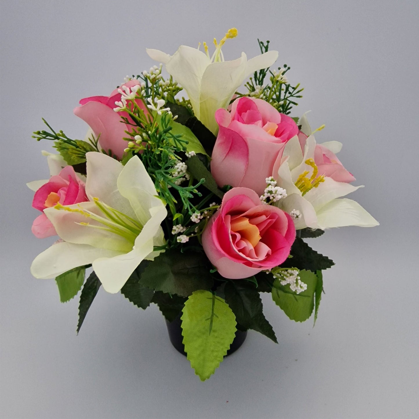 Rose and Lily Memorial Pot in 5 Different Colours - Amor Flowers