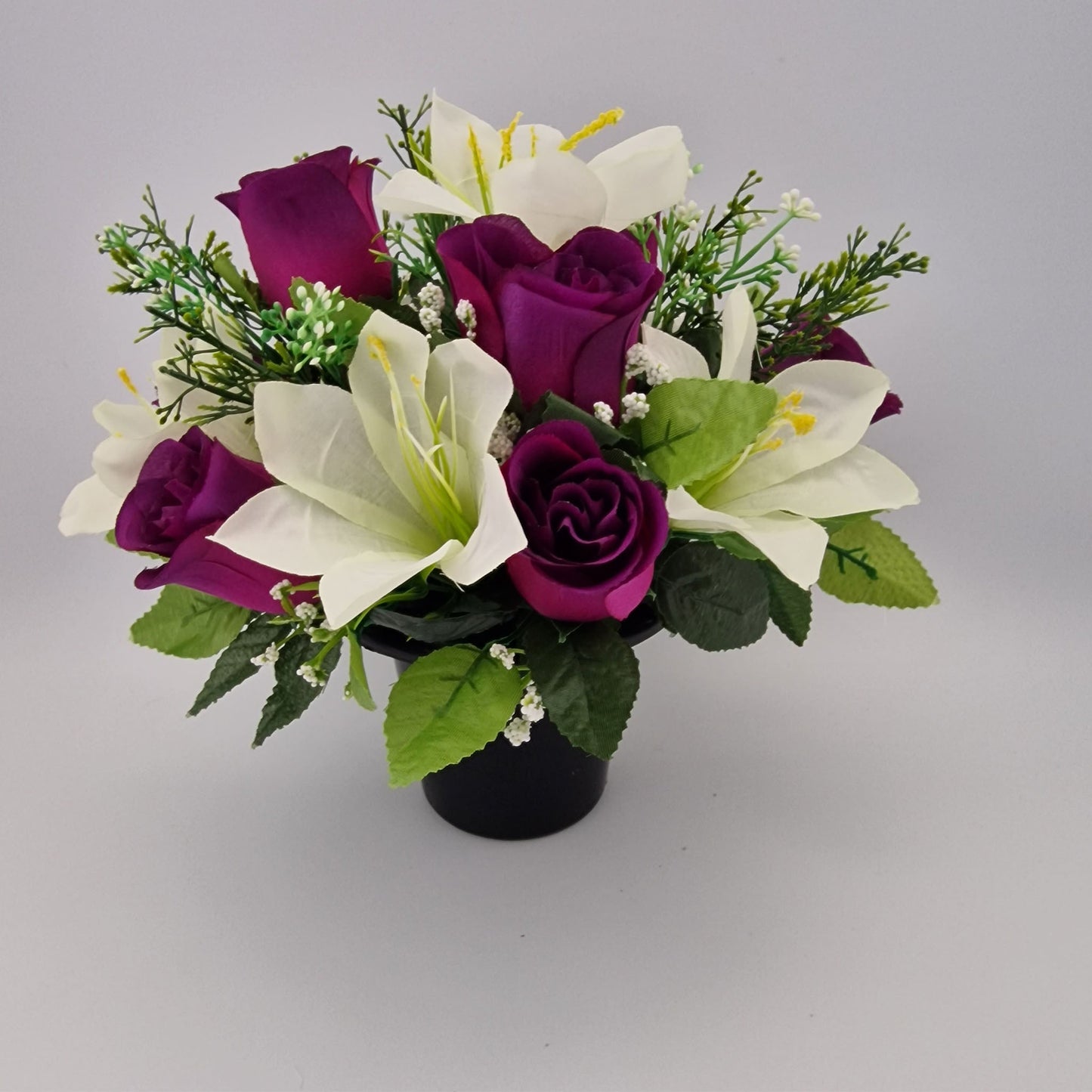 Rose and Lily Memorial Pot in 5 Different Colours - Amor Flowers