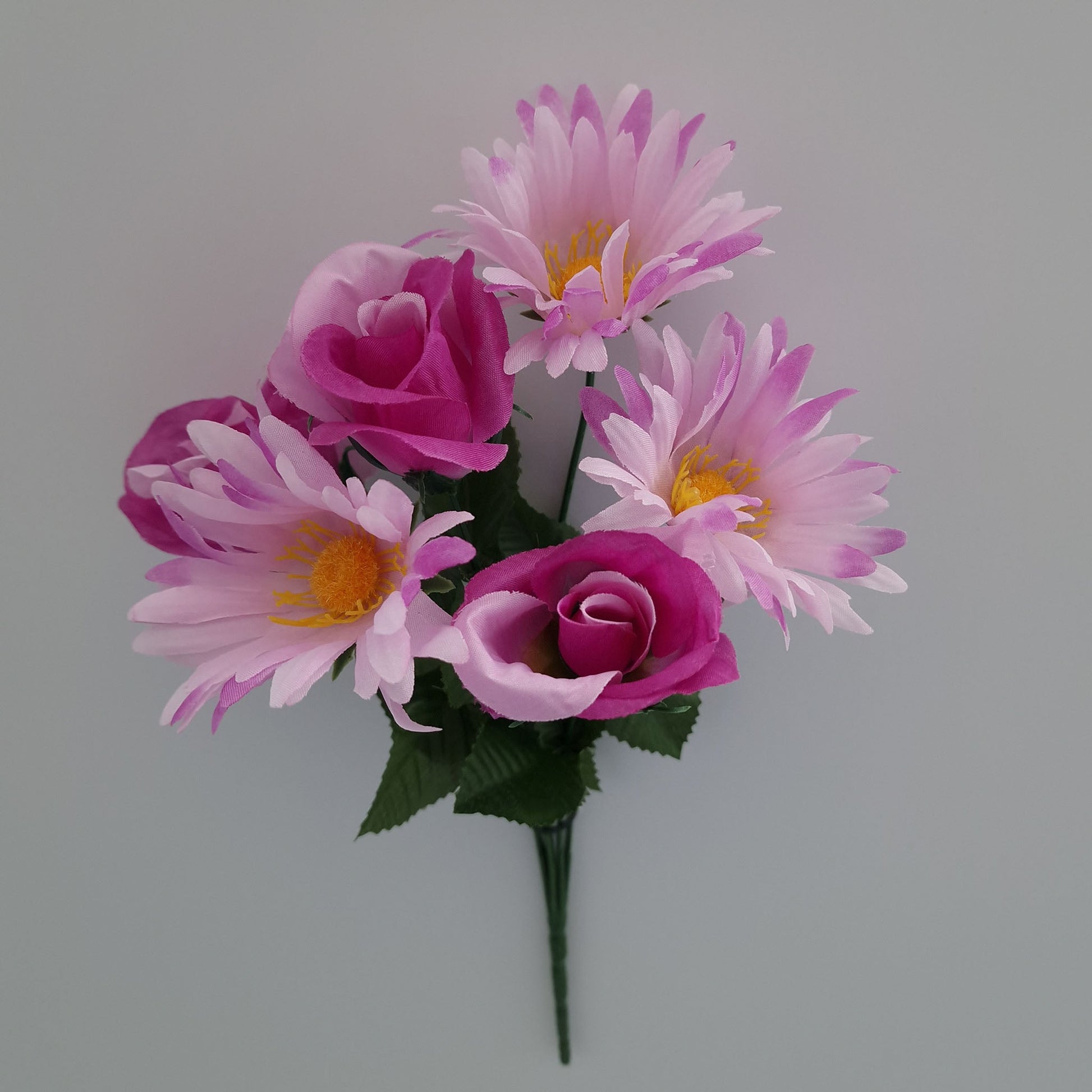 Rose Bud and Gerbera Artificial Flower Bush In 6 Different Colours - Amor Flowers