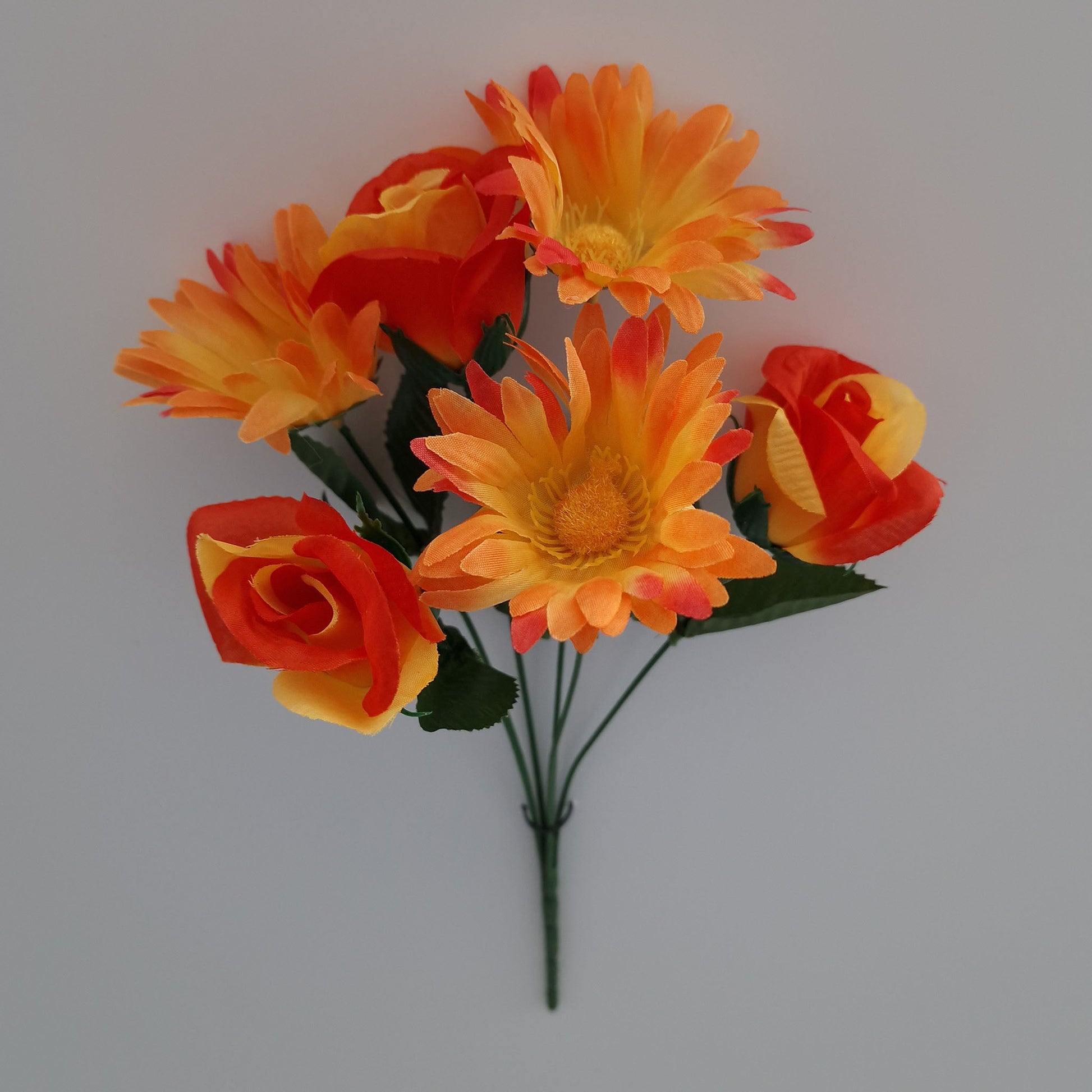 Rose Bud and Gerbera Artificial Flower Bush In 6 Different Colours - Amor Flowers