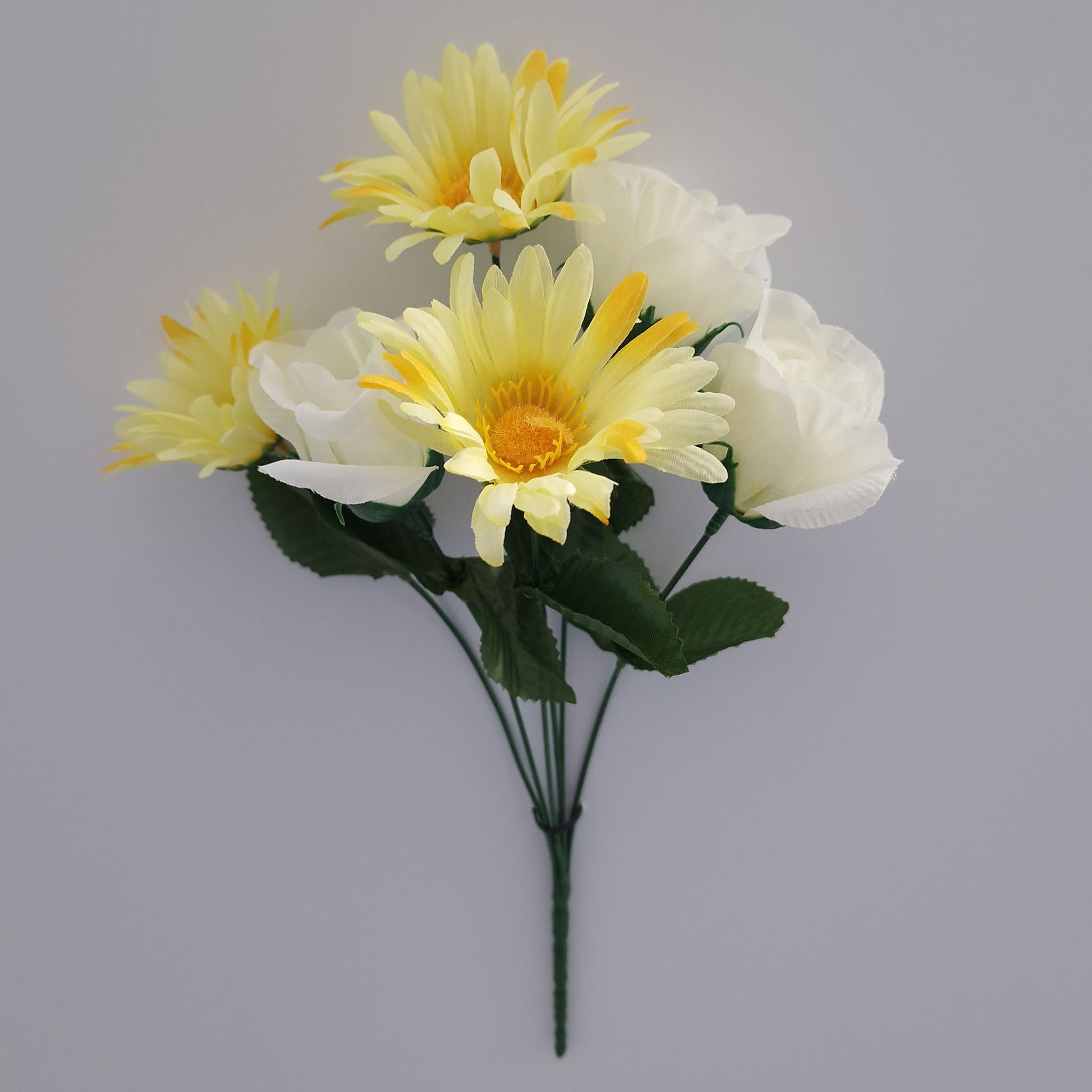 Rose Bud and Gerbera Artificial Flower Bush In 6 Different Colours - Amor Flowers