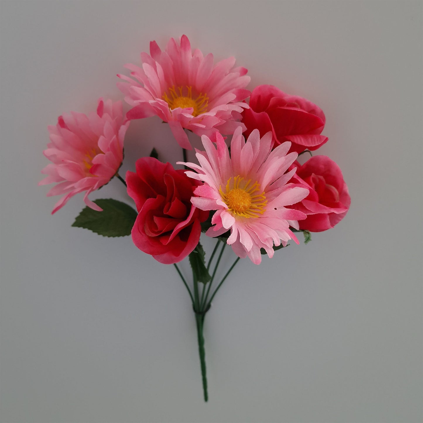 Rose Bud and Gerbera Artificial Flower Bush In 6 Different Colours - Amor Flowers