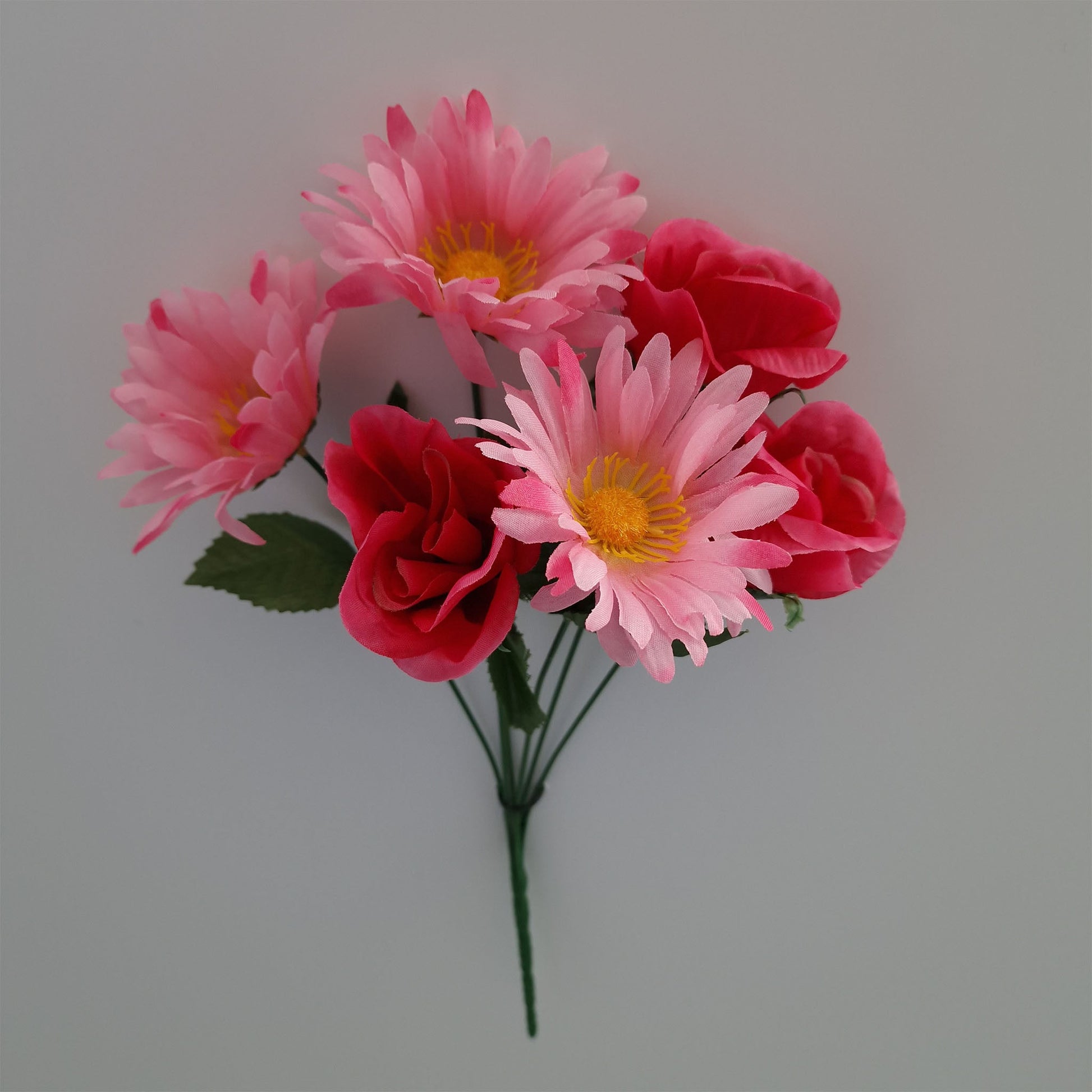 Rose Bud and Gerbera Artificial Flower Bush In 6 Different Colours - Amor Flowers