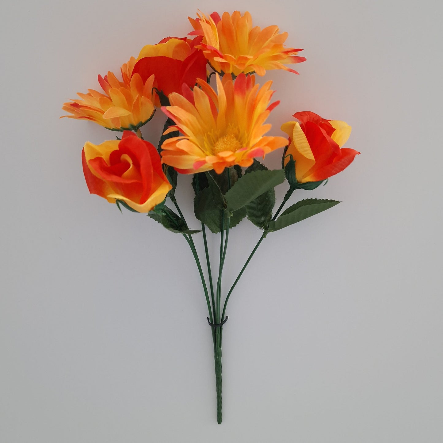 Rose Bud and Gerbera Artificial Flower Bush In 6 Different Colours - Amor Flowers