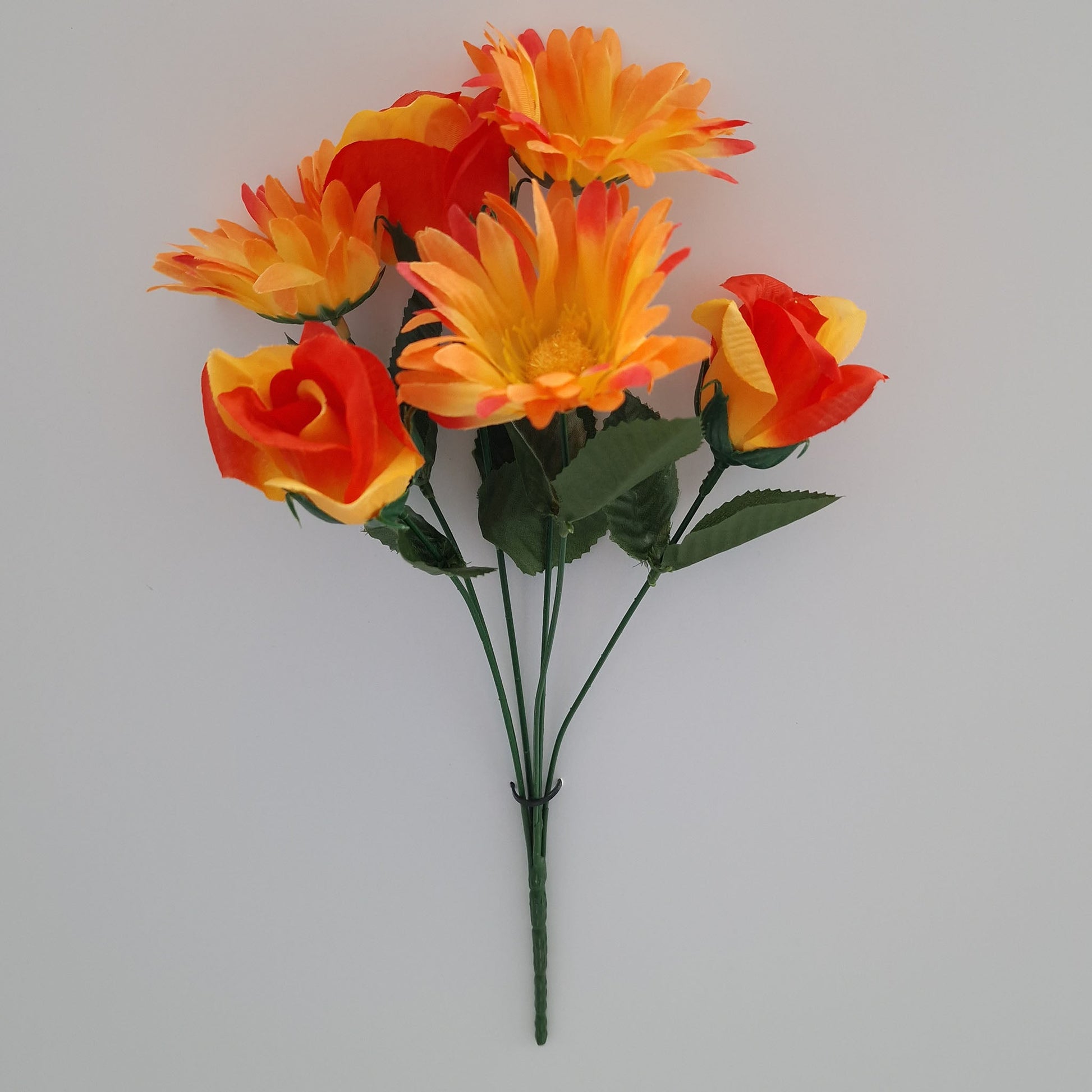 Rose Bud and Gerbera Artificial Flower Bush In 6 Different Colours - Amor Flowers