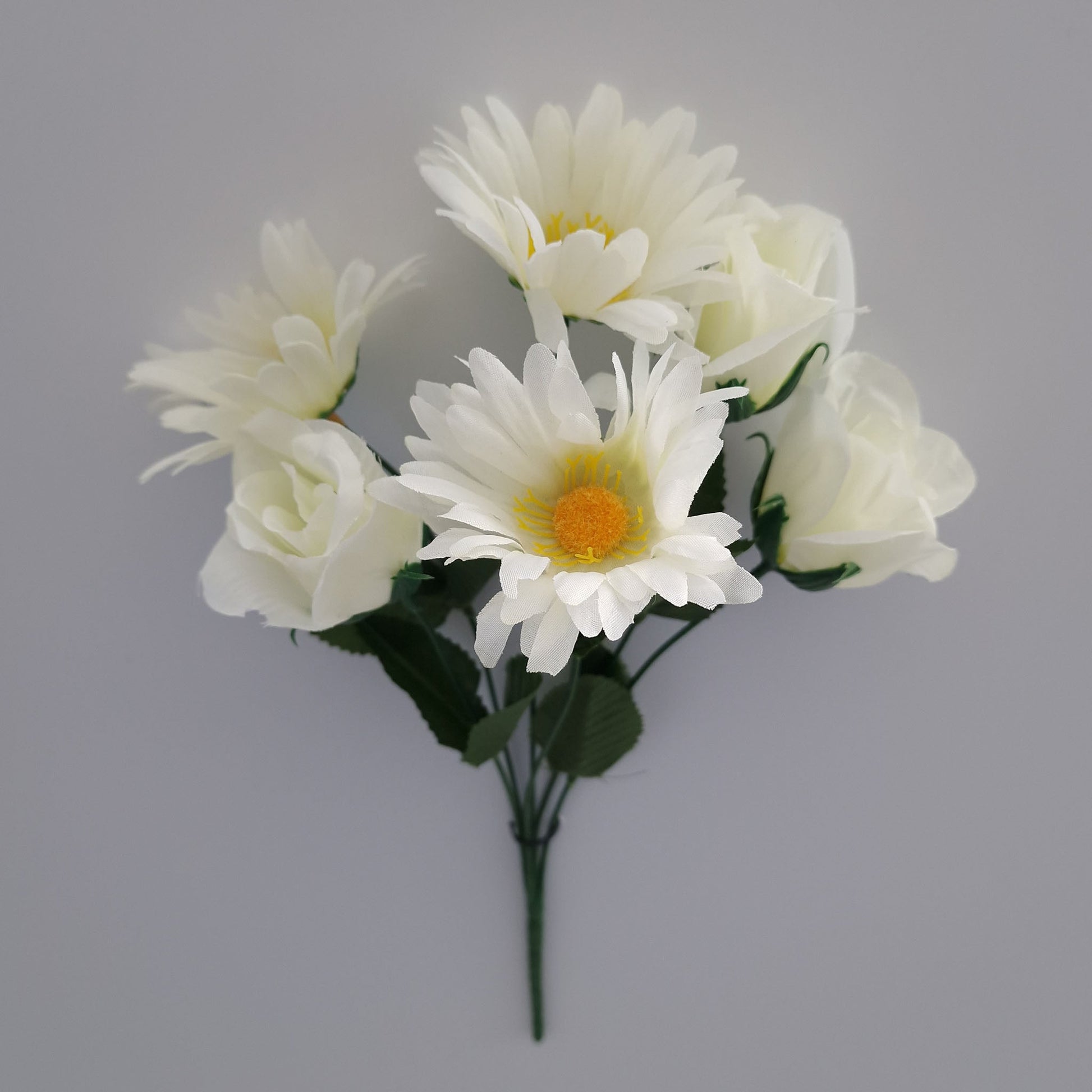Rose Bud and Gerbera Artificial Flower Bush In 6 Different Colours - Amor Flowers