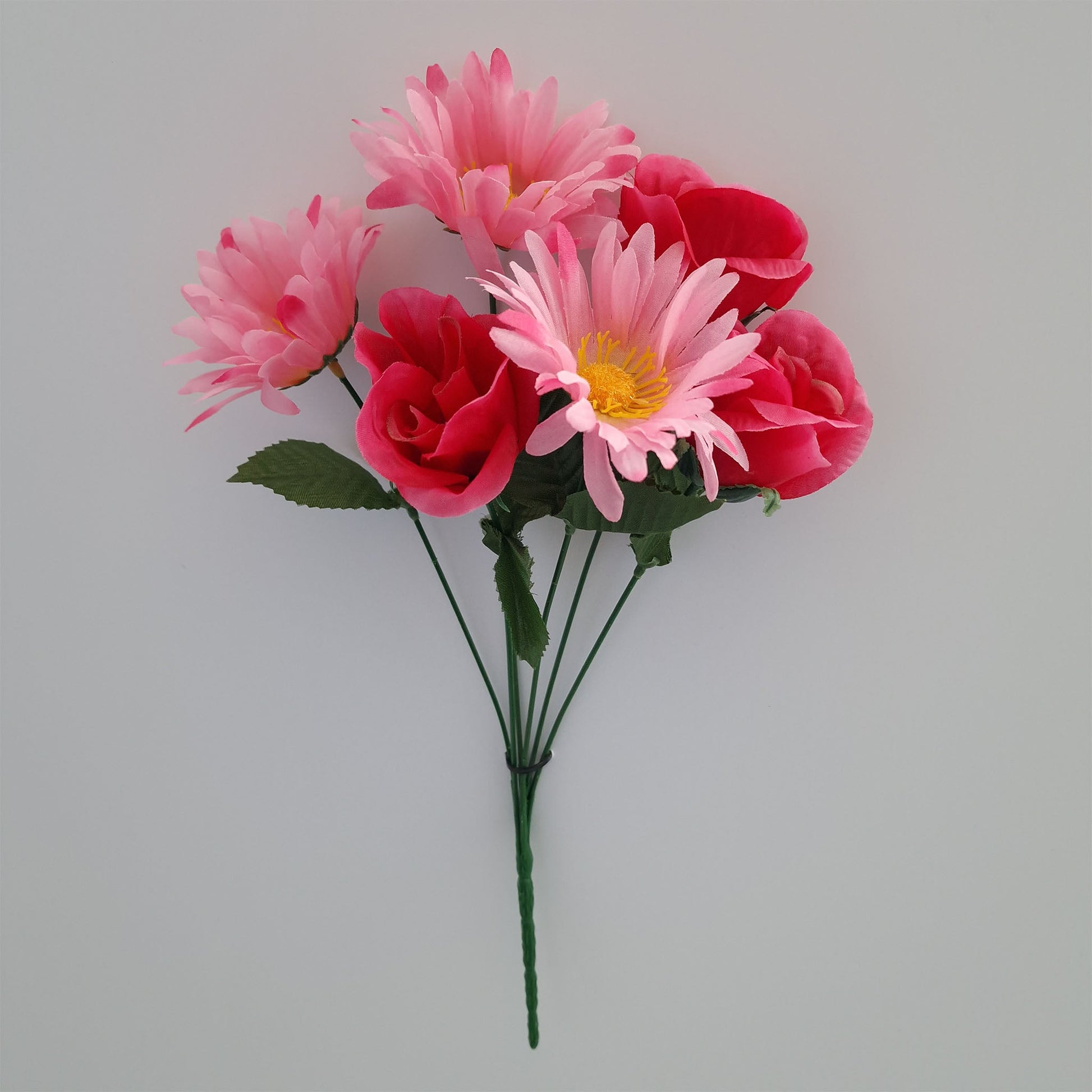 Rose Bud and Gerbera Artificial Flower Bush In 6 Different Colours - Amor Flowers
