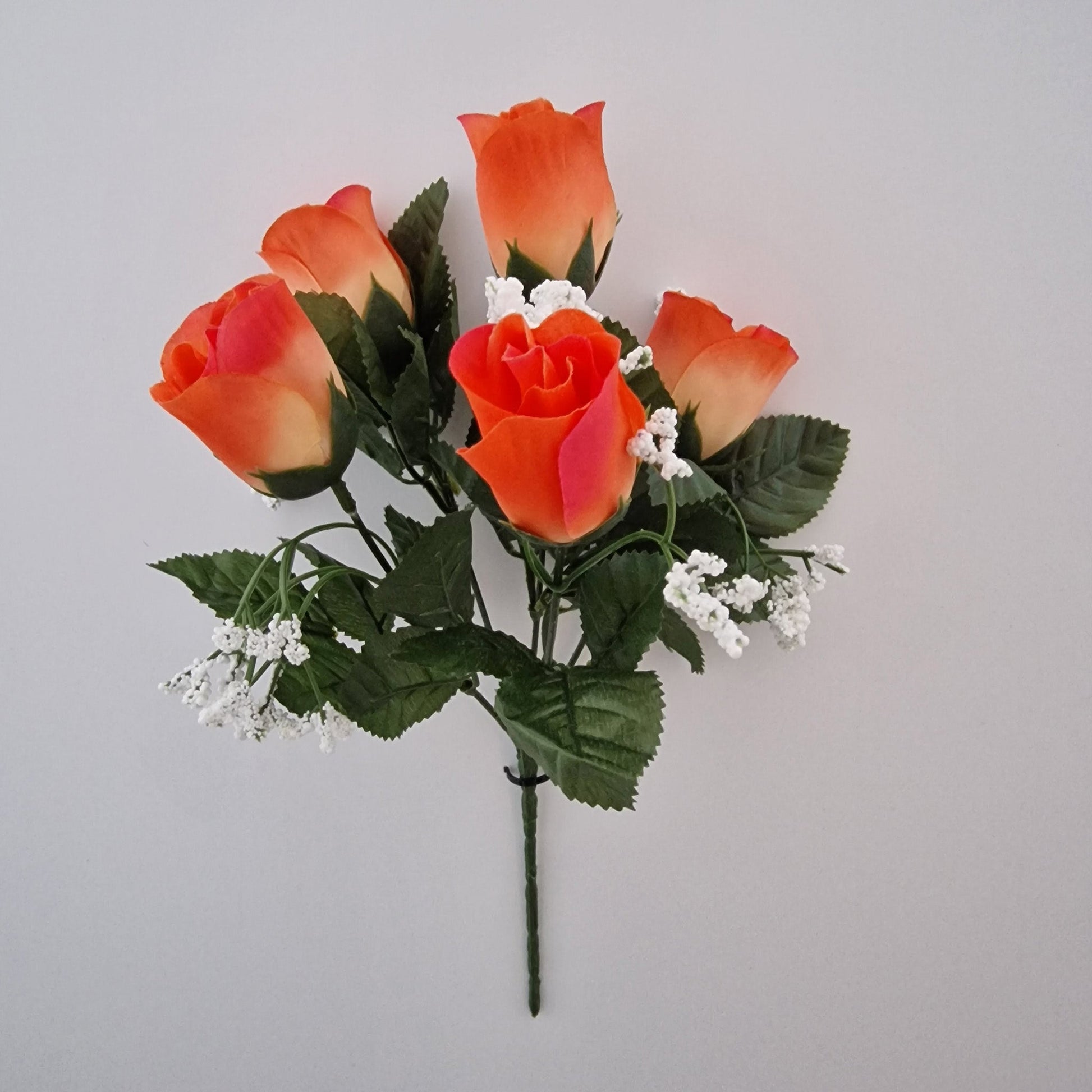 Rose Bud Rose Bud Bush with Gyp and 5 Heads - Amor Flowers