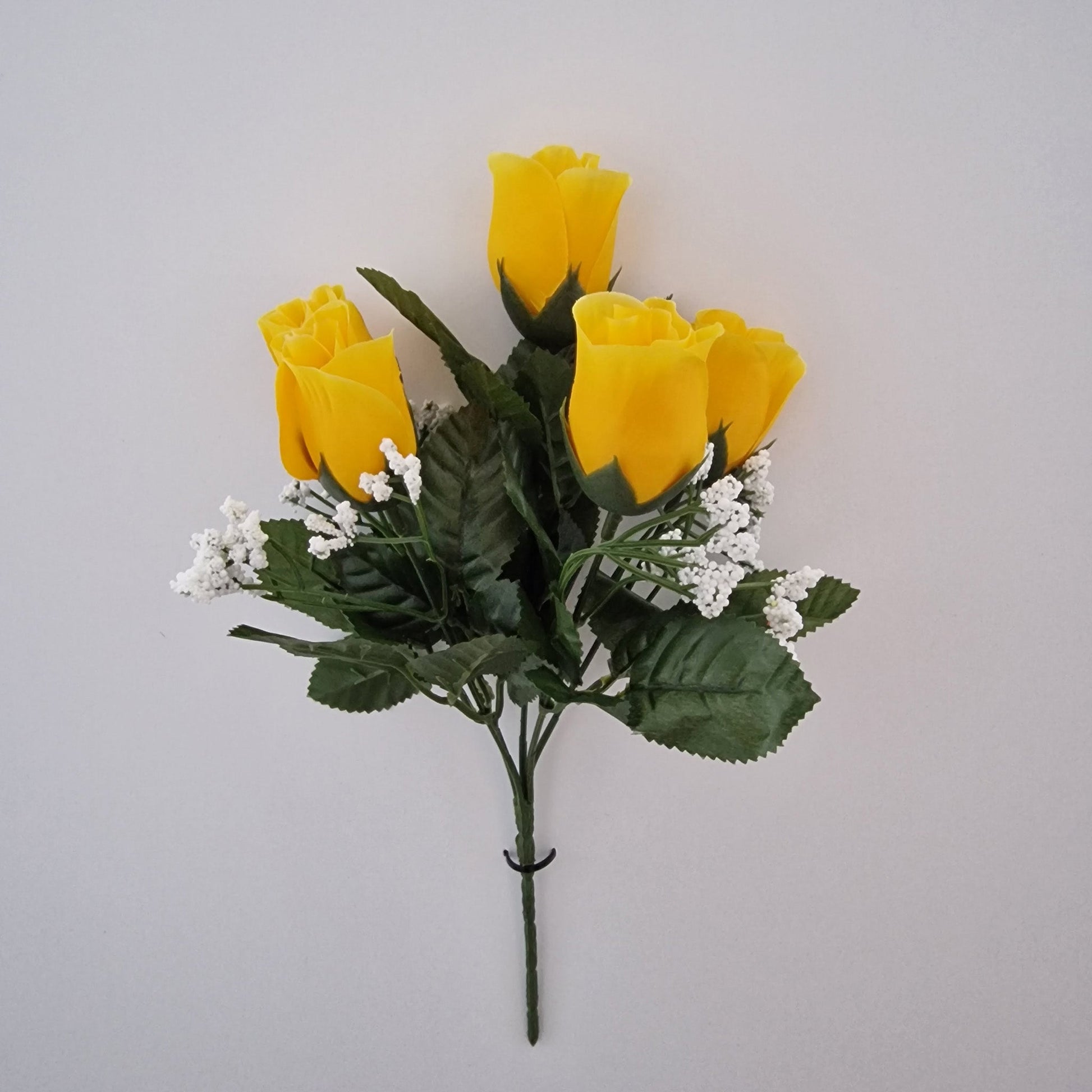 Rose Bud Rose Bud Bush with Gyp and 5 Heads - Amor Flowers