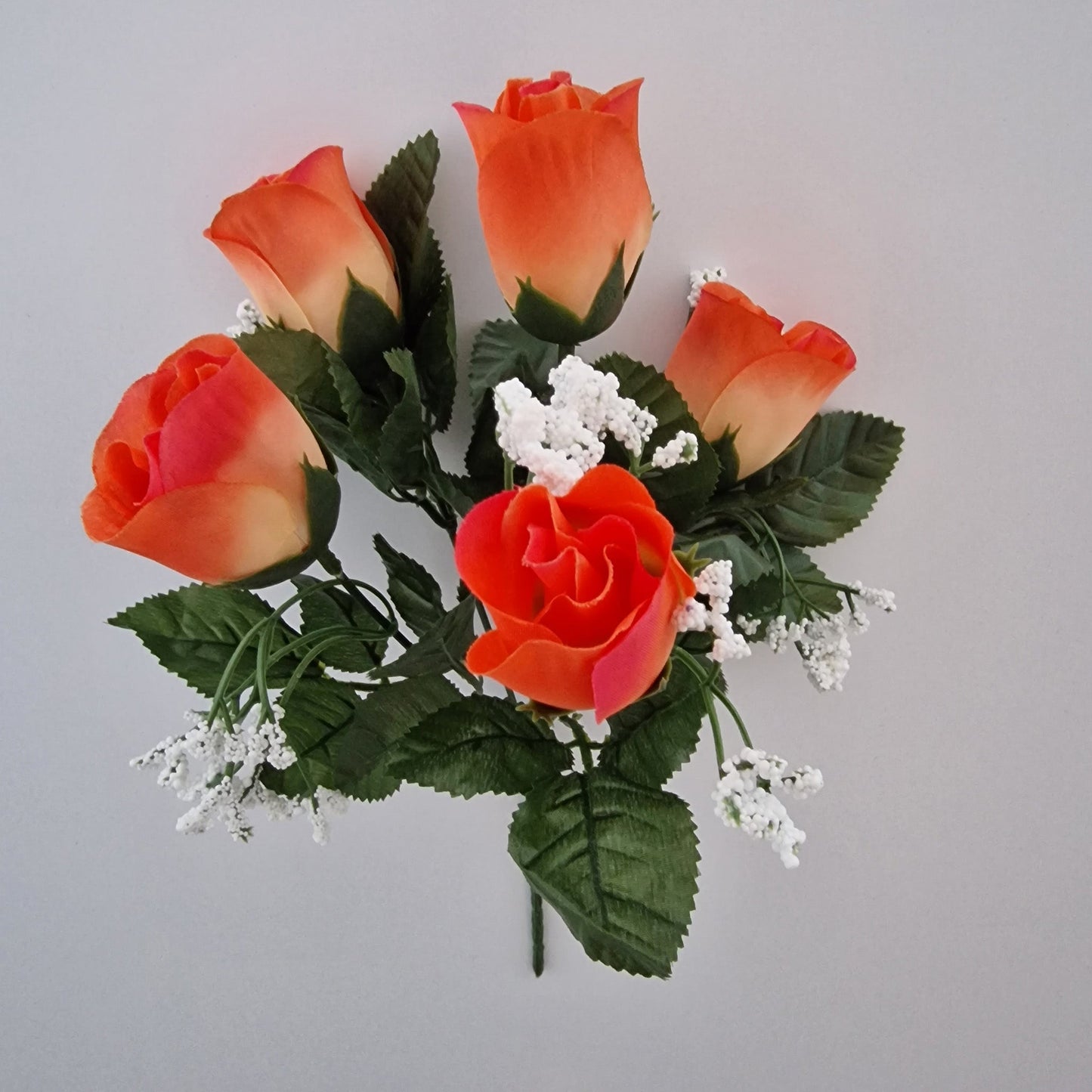 Rose Bud Rose Bud Bush with Gyp and 5 Heads - Amor Flowers