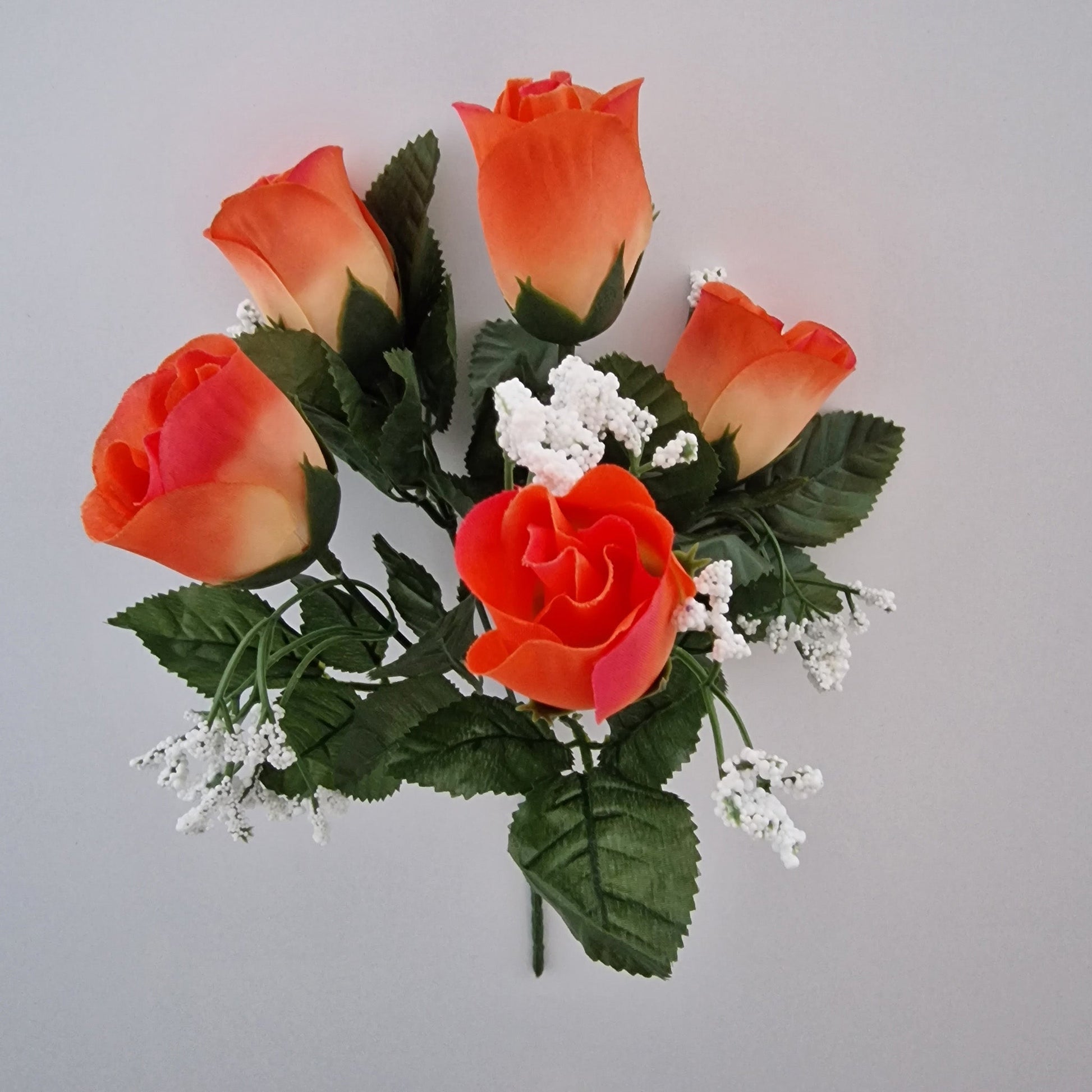 Rose Bud Rose Bud Bush with Gyp and 5 Heads - Amor Flowers