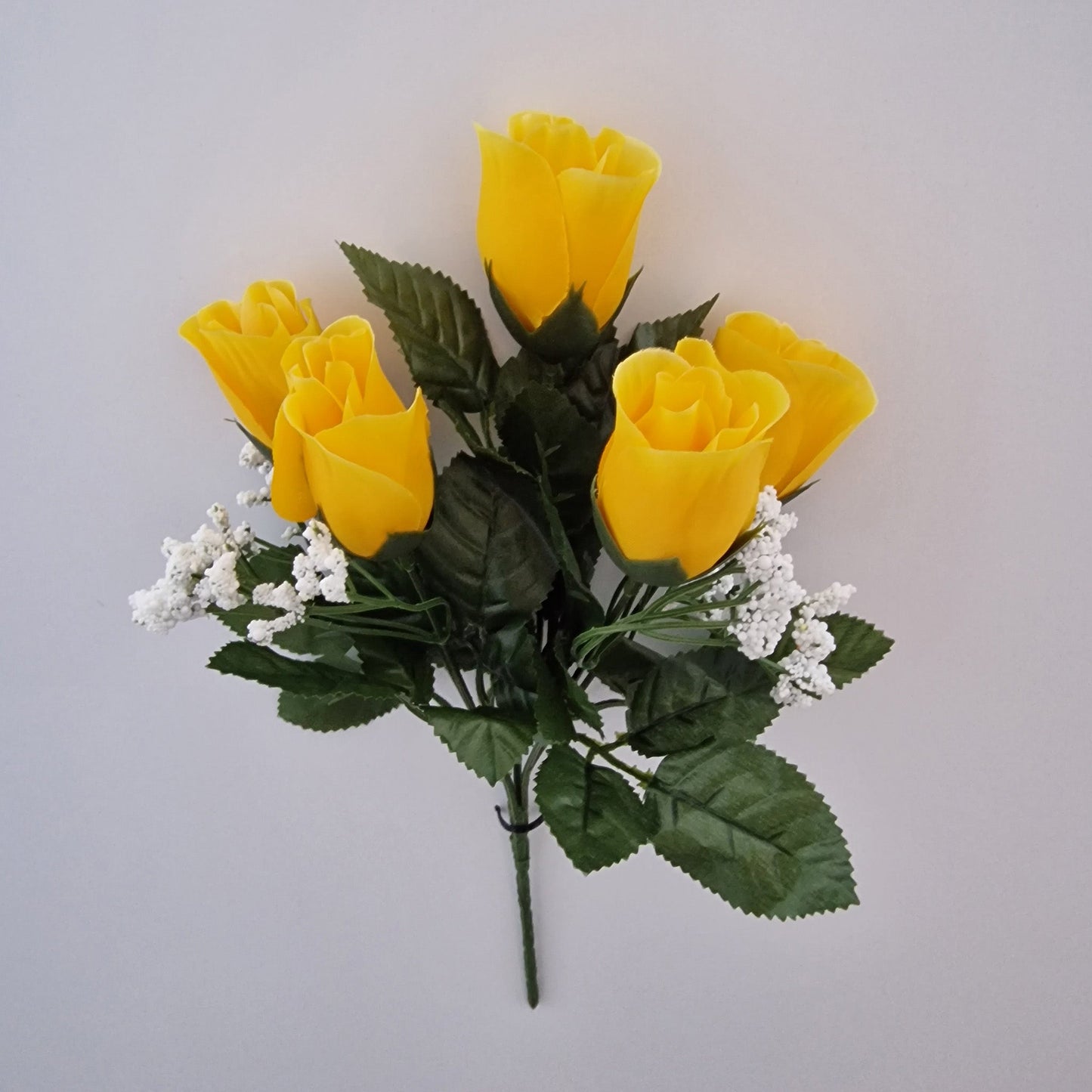 Rose Bud Rose Bud Bush with Gyp and 5 Heads - Amor Flowers