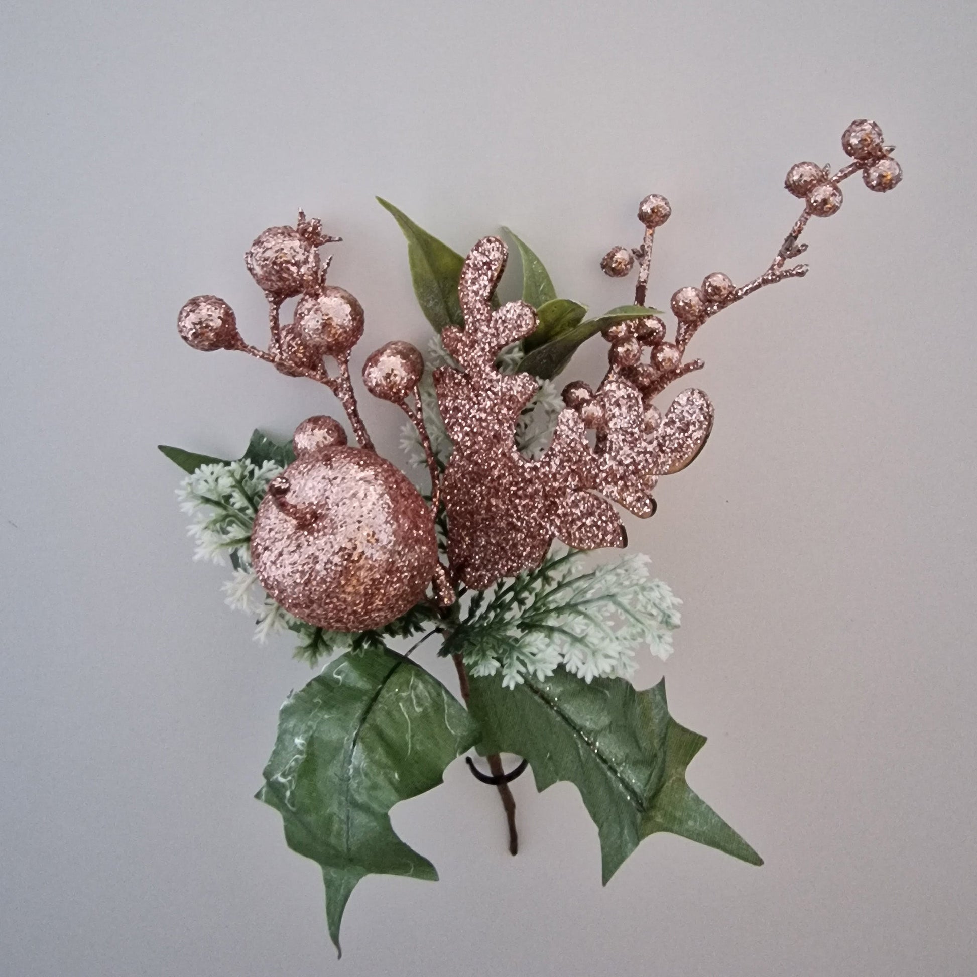 Rose Gold Glitter Reindeer Pick - Amor Flowers