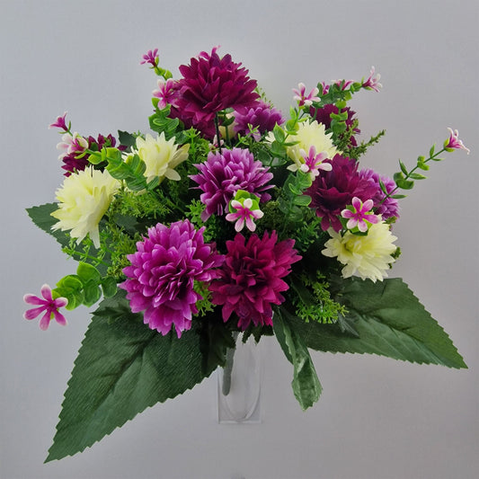 Spikey Chrysanthemum with Foliage Artificial Flower Mix - Amor Flowers