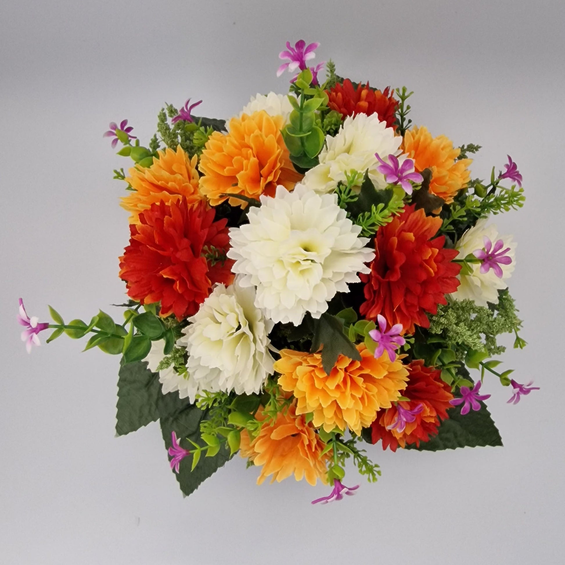 Spikey Chrysanthemum with Foliage Memorial Pot/ Grave Vase - Amor Flowers