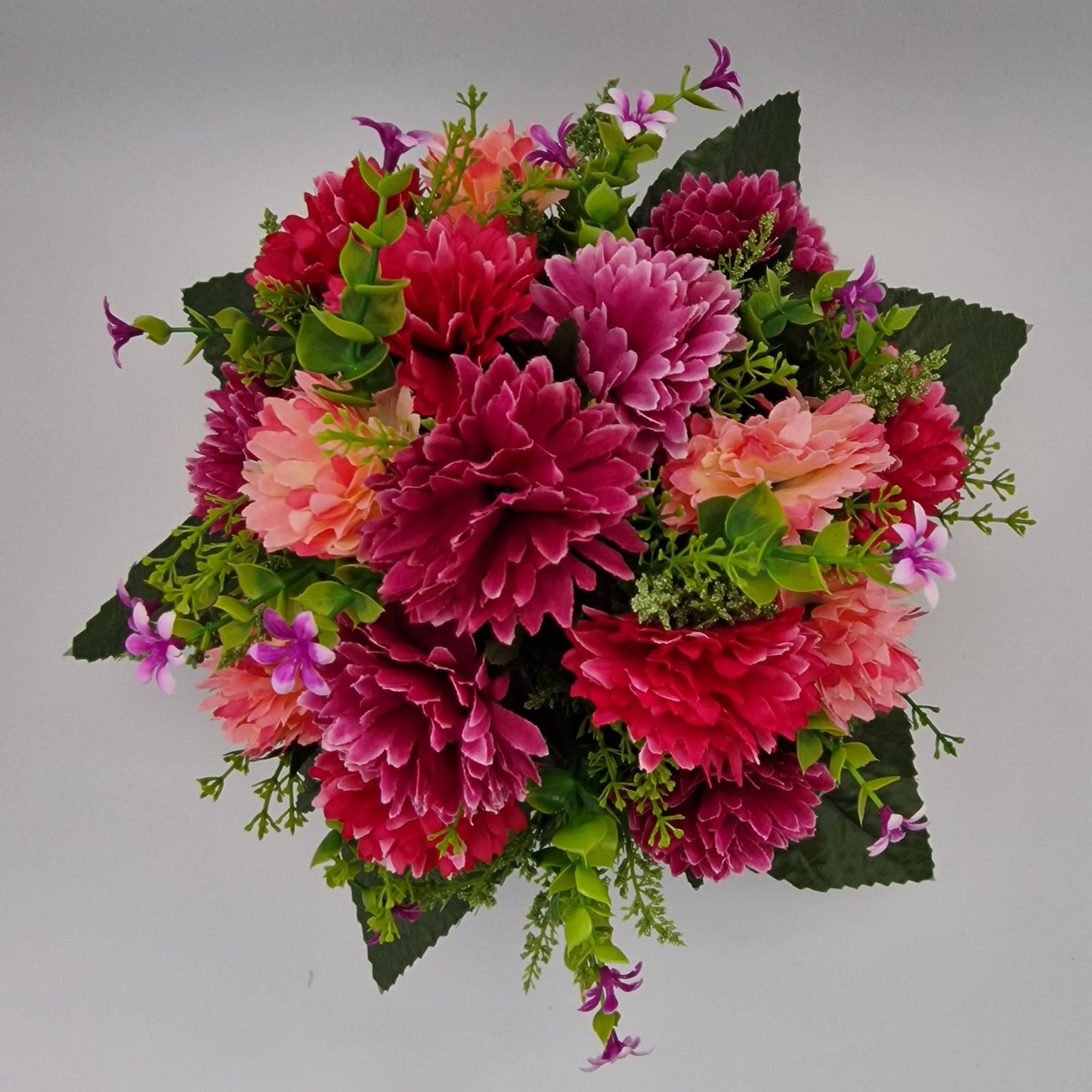 Spikey Chrysanthemum with Foliage Memorial Pot/ Grave Vase - Amor Flowers