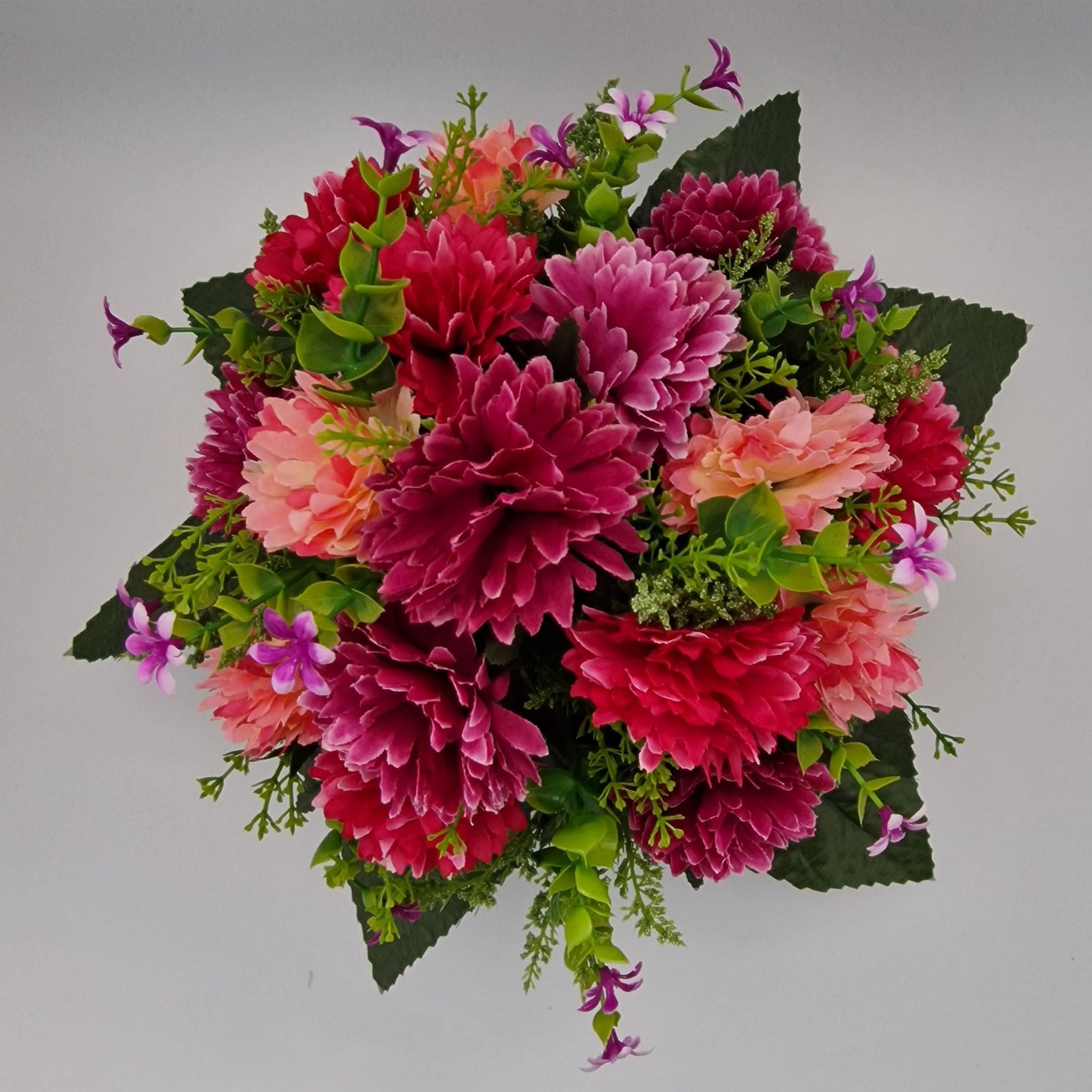 Spikey Chrysanthemum with Foliage Memorial Pot/ Grave Vase - Amor Flowers